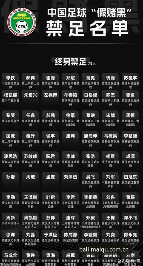 中国足协第三批禁足名单解读——买球平台老用户的赛事观察实用指南